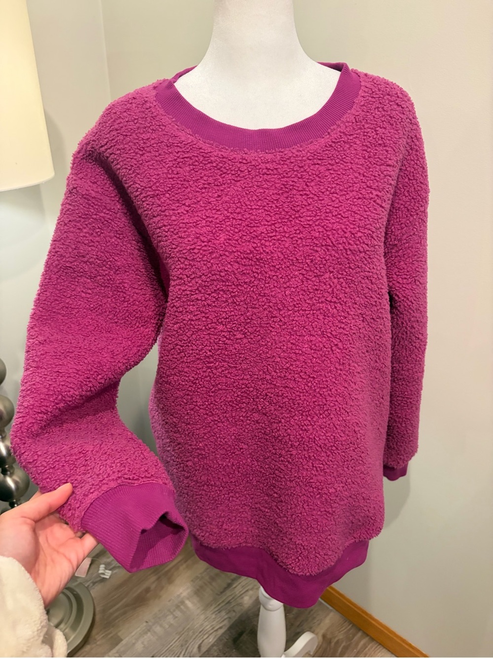 LOFT Teddy Fleece Crewneck Sweatshirt - Magenta